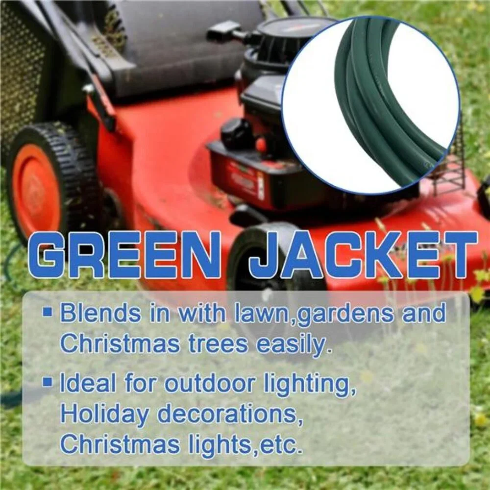 2 Pack 6 Ft Outdoor Extension Cord - 16/3 SJTW Green Electrical Cable